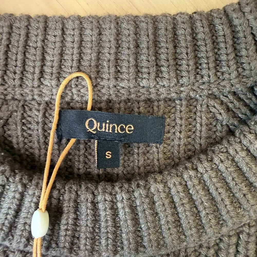 Quince Fisherman Crew Sweater Women's Small Brown Organic Cotton Pullover NWT - Picture 9 of 11